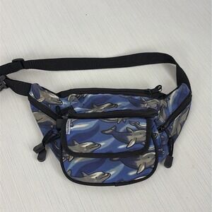 Sea World Bum Bag Fanny Pack Blue Dolphin Zip Pockets USA Y2K Vintage